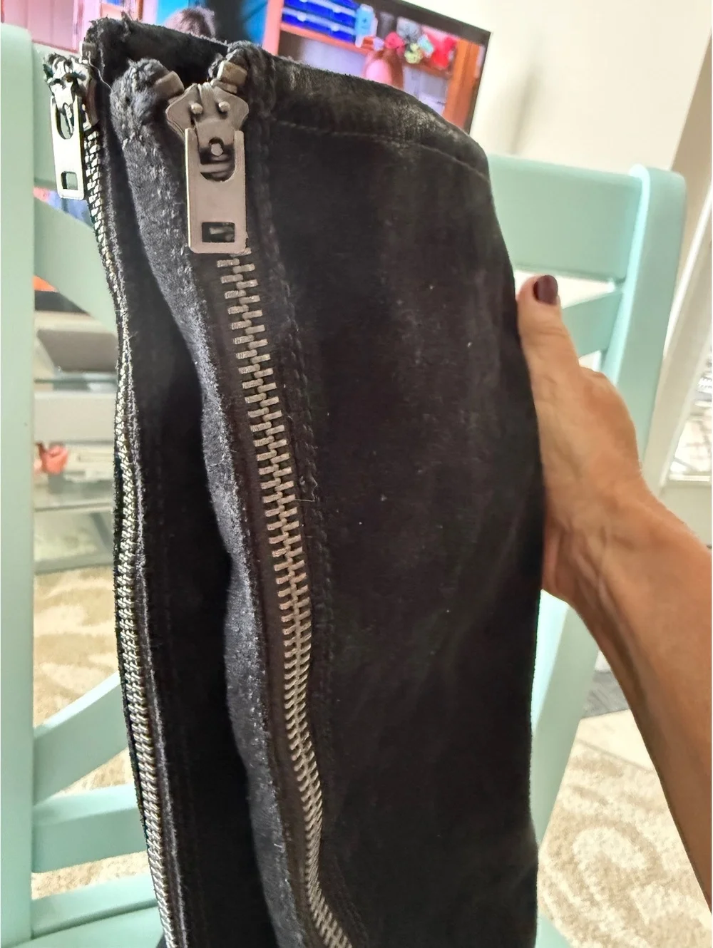 Born Black Suede Knee-High Boots with Back Zipper